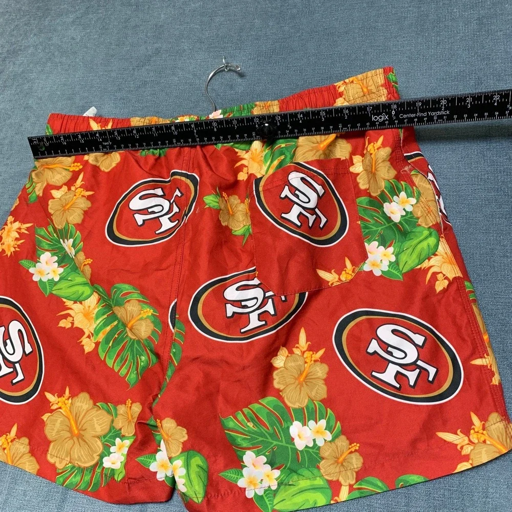 NFL Team Apparel San Francisco 49ers Swimming Trunks Shorts Mens 2XL Red Floral